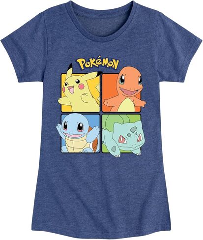 Pokémon - Pikachu و Charmander و Squirtle و Bulbasaur - فتيات مزودات تي شيرت قصير الأكمام in Kuwait