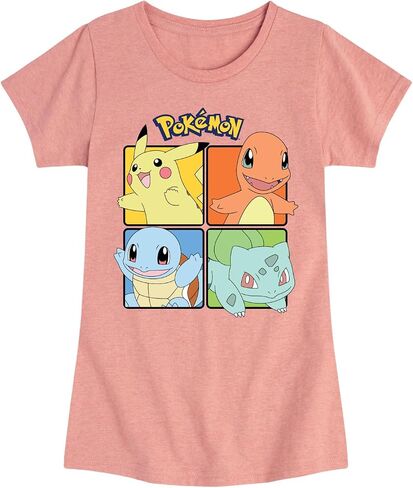 Pokémon - Pikachu و Charmander و Squirtle و Bulbasaur - فتيات مزودات تي شيرت قصير الأكمام in Kuwait