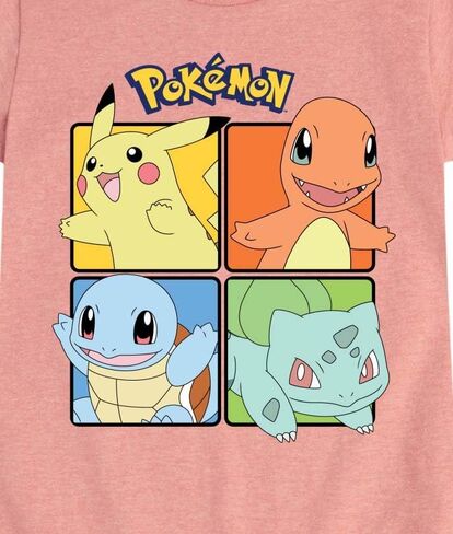 Pokémon - Pikachu و Charmander و Squirtle و Bulbasaur - فتيات مزودات تي شيرت قصير الأكمام in Kuwait