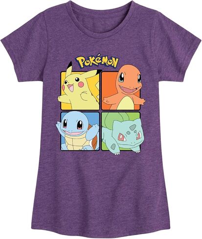 Pokémon - Pikachu و Charmander و Squirtle و Bulbasaur - فتيات مزودات تي شيرت قصير الأكمام in Kuwait