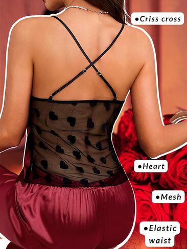 Kaei&Shi Sexy Heart Pajamas,Satin Pajama Sets For Women 2 Piece,Getting Ready Outfits Bridal Party Valentines Vday in Saudi Arabia