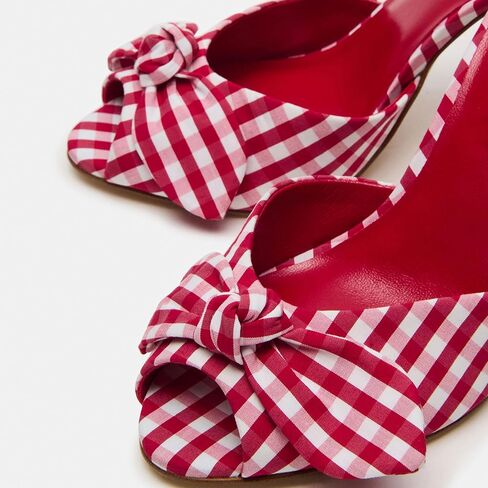 Mule Heels for Women Fashionable Open Toe Slip-On with Plaid Design and Elegant Bow Dressy Party Wear in Kuwait
