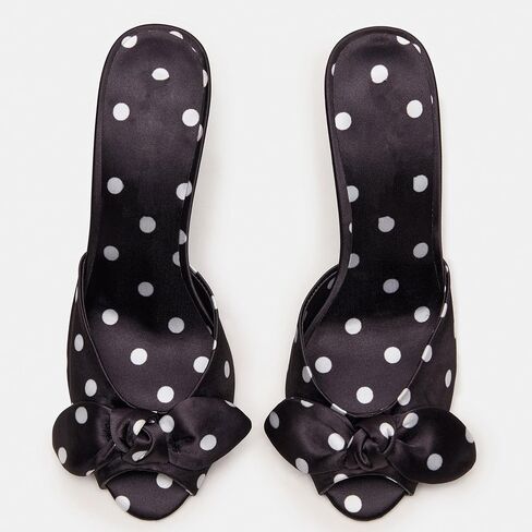 Mule Heels for Women Fashionable Open Toe Slip-On with Plaid Design and Elegant Bow Dressy Party Wear in Kuwait
