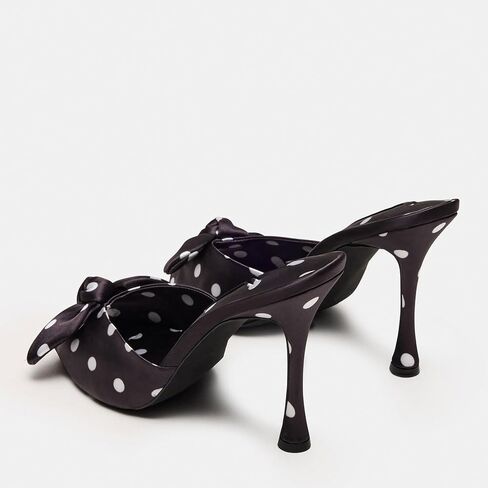 Mule Heels for Women Fashionable Open Toe Slip-On with Plaid Design and Elegant Bow Dressy Party Wear in Kuwait
