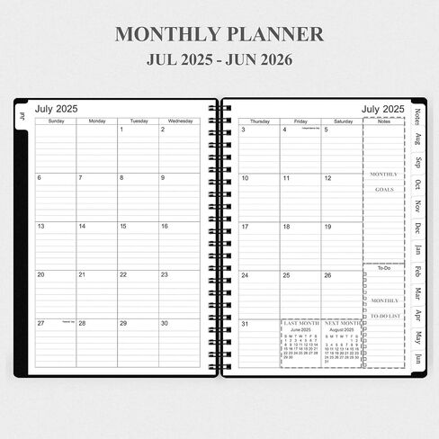 Planner 2025-2026, Monthly Planner Runs Jul 2025 to Jun 2026, Calendar Planner with Sturdy PP Cover, Weekly Planner 2025, Laminated Tabs, Twin Wire Binding, Elastic Bond, A5 Monthly Planners 2025-2026 in Saudi Arabia
