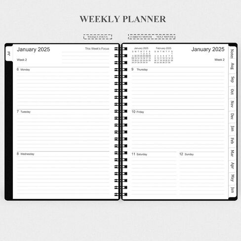Planner 2025-2026, Monthly Planner Runs Jul 2025 to Jun 2026, Calendar Planner with Sturdy PP Cover, Weekly Planner 2025, Laminated Tabs, Twin Wire Binding, Elastic Bond, A5 Monthly Planners 2025-2026 in Saudi Arabia