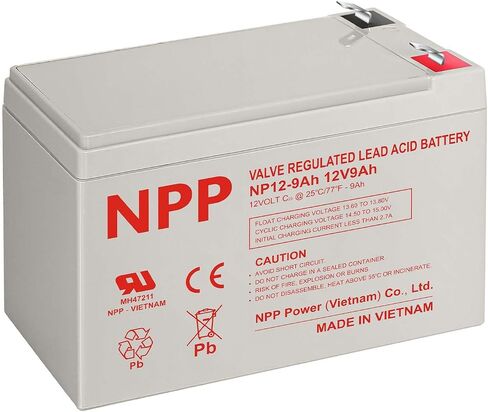NPP 12V 9Ah Rechargeable AGM SLA Battery with F2 Terminals for APC UPS, Razor E200 / E200s / E225 / E300, Cyberpower Backup System, Electric Scooter, Rid Toy in Kuwait