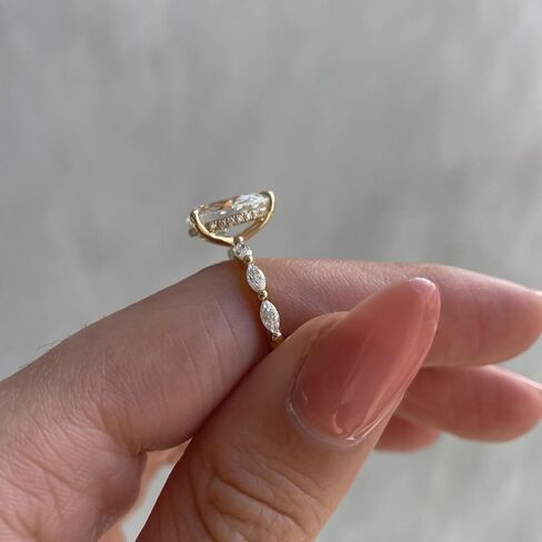 Tuwiqsdi Elegant Teardrop Ring Fashion Jewelry 18K Gold Plated Shiny Perfect Pear Cut CZ Crystal Diamond Waterdrop Wedding Stackable Ring Size 5-11 for Women(10) in Saudi Arabia