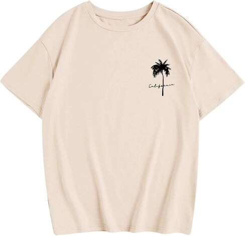 Boys Graphic Tees Palm Tree Print Beach Tshirt Kids Hawaiian Vacation T Shirts Summer Tee Tops for Teen Boys in Saudi Arabia