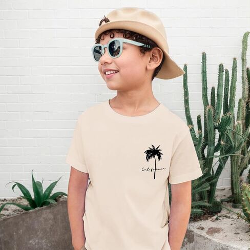 Boys Graphic Tees Palm Tree Print Beach Tshirt Kids Hawaiian Vacation T Shirts Summer Tee Tops for Teen Boys in Saudi Arabia
