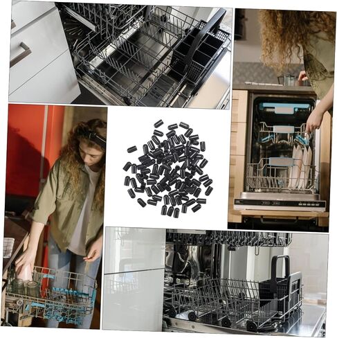 100pcs Dishwasher Rack Caps Black PVC Prong Protectors for Dishwashers Replacement Covers for Upper Rack Prevents Scratches and Damage in Saudi Arabia