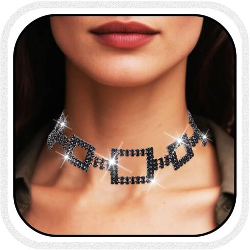 Unicra Silver Rhinestone Choker Necklace Diamond Necklaces Prom Fashion Chunky Costume Jewelry Necklace for Women in Saudi Arabia