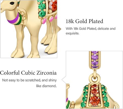 GNOCE CAMEL Charm Gold Plated 925 Sterling Silver Ship of the Desert Pendant Bead Fit for Bracelet/Necklace Luck Charms Gift Women in Saudi Arabia