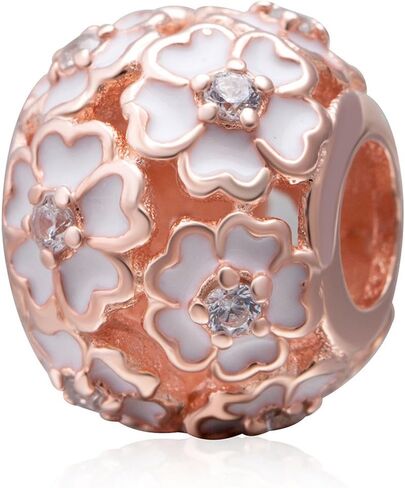 Rose Charm 925 Sterling Silver Flower Bead for Pandora Charms Bracelet Gift For Anniversary Birthday Valentine Christmas Day in Saudi Arabia