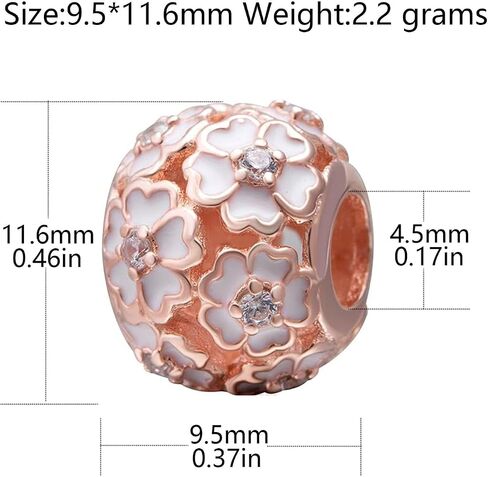 Rose Charm 925 Sterling Silver Flower Bead for Pandora Charms Bracelet Gift For Anniversary Birthday Valentine Christmas Day in Saudi Arabia