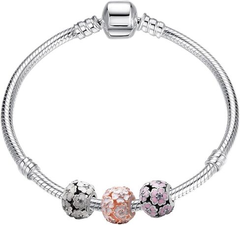 Rose Charm 925 Sterling Silver Flower Bead for Pandora Charms Bracelet Gift For Anniversary Birthday Valentine Christmas Day in Saudi Arabia