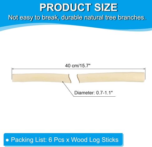 PATIKIL 6 Pcs 30cm Wood Log Sticks, Natural Wood Craft Sticks, Dried Wood Sticks Wooden Branches for DIY Crafts Accessory Decor Photo Props, White in Kuwait