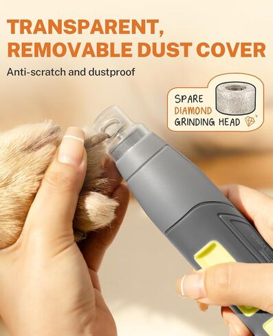 مطحنة أظافر توزي للكلاب الكبيرة، 12000 دورة في الدقيقة و3 سرعات، مع غطاء غبار وإضاءة LED، ماكينة تشذيب أظافر كهربائية احترافية للكلاب المتوسطة والصغيرة، مطحنة أظافر الحيوانات الأليفة القابلة لإعادة الشحن عبر USB in Kuwait