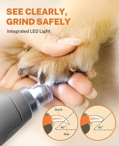 مطحنة أظافر توزي للكلاب الكبيرة، 12000 دورة في الدقيقة و3 سرعات، مع غطاء غبار وإضاءة LED، ماكينة تشذيب أظافر كهربائية احترافية للكلاب المتوسطة والصغيرة، مطحنة أظافر الحيوانات الأليفة القابلة لإعادة الشحن عبر USB in Kuwait