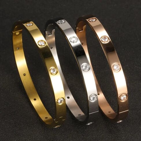جديد 2026 أساور الكفة الفولاذ المقاوم للصدأ أساور للنساء أزياء المجوهرات charrmaicessories crystal سوار الحب هدية الإبداعية in Kuwait