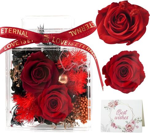 Cyrikah Forever Roses in Angel Figurine, Preserved Rose Glass Angel Figurines Eternal Rose in Guardian Angel Statue Birthday/Anniversary for Women/Wife/Mom/Grandma(Red) in Saudi Arabia
