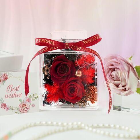 Cyrikah Forever Roses in Angel Figurine, Preserved Rose Glass Angel Figurines Eternal Rose in Guardian Angel Statue Birthday/Anniversary for Women/Wife/Mom/Grandma(Red) in Saudi Arabia