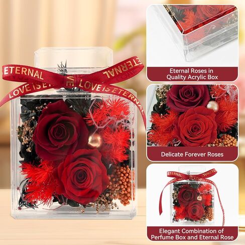 Cyrikah Forever Roses in Angel Figurine, Preserved Rose Glass Angel Figurines Eternal Rose in Guardian Angel Statue Birthday/Anniversary for Women/Wife/Mom/Grandma(Red) in Saudi Arabia
