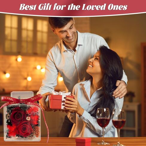 Cyrikah Forever Roses in Angel Figurine, Preserved Rose Glass Angel Figurines Eternal Rose in Guardian Angel Statue Birthday/Anniversary for Women/Wife/Mom/Grandma(Red) in Saudi Arabia