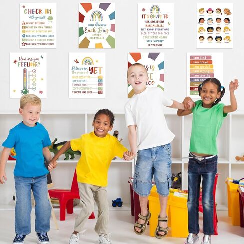 Harloon 20 PCS Corner Corner Class -stramper ملصقات الصحة العقلية ملصقات العلاج بمشاعر المكتب الرسم البياني للمنزل في مرحلة ما قبل المدرسة الابتدائية ديكورات تعليمية للمعلمين (المساحات الخضراء) in Kuwait