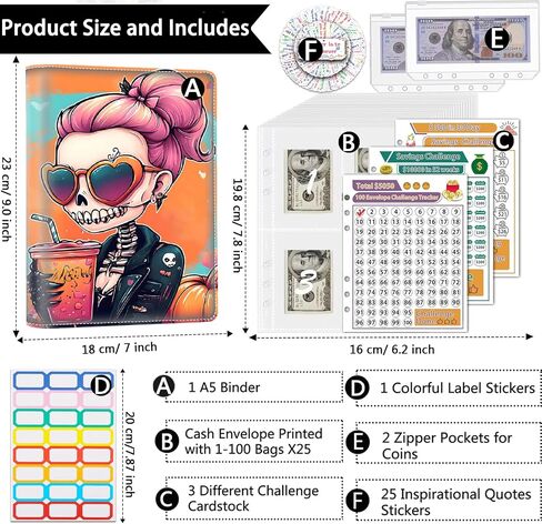 100 Envelope Money Saving Challenge Binder, PU Leathers A5 Money Saving Budget Binder with Cash Envelopes & 3 Reusable Budgeting Planner Trackers, Christmas Reindeer Pattern Fun Planner Book in Kuwait