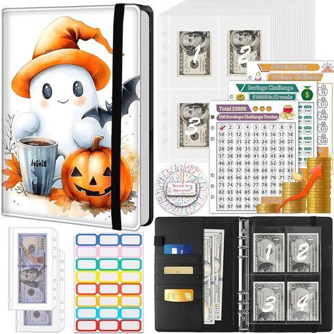 100 Envelope Money Saving Challenge Binder, PU Leathers A5 Money Saving Budget Binder with Cash Envelopes & 3 Reusable Budgeting Planner Trackers, Christmas Reindeer Pattern Fun Planner Book in Kuwait