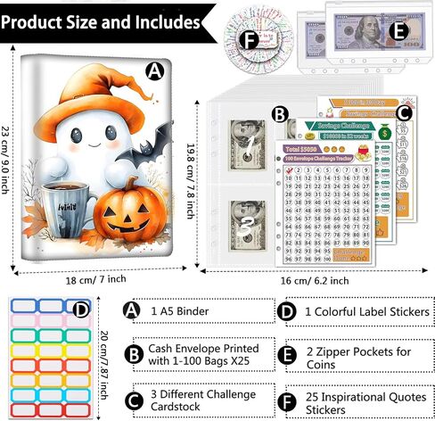 100 Envelope Money Saving Challenge Binder, PU Leathers A5 Money Saving Budget Binder with Cash Envelopes & 3 Reusable Budgeting Planner Trackers, Christmas Reindeer Pattern Fun Planner Book in Kuwait