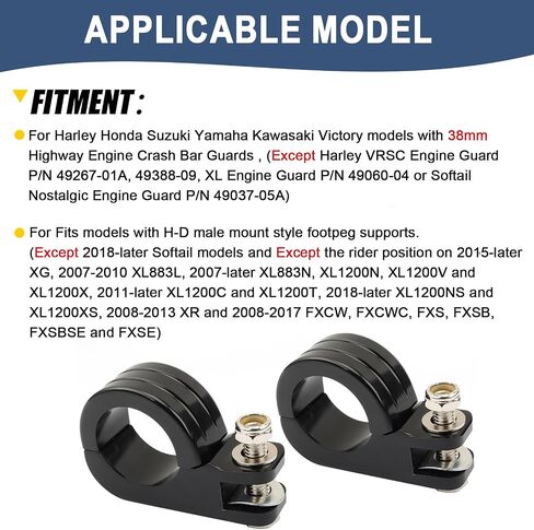 1.5 "Highway PEG Mounts 38mm محرك حارس الأقواس بين قوسين 1 1/2" أحداث مشابك مشابك في Harley Honda Yamaha Suzuki Kawasaki Victory in Kuwait