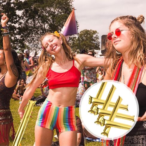 24 Pcs Thunder Sticks Plastic Cheerleading Stick Cheering Thunder Sticks Team Boom Sticks Clapper Inflatable Noise Makers for Sporting Events Dance(Golden) in Kuwait