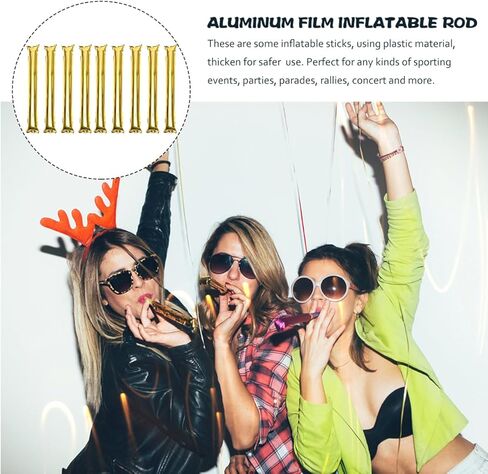 24 Pcs Thunder Sticks Plastic Cheerleading Stick Cheering Thunder Sticks Team Boom Sticks Clapper Inflatable Noise Makers for Sporting Events Dance(Golden) in Kuwait