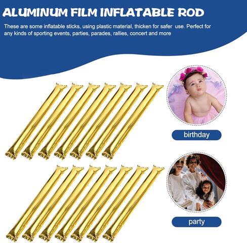 24 Pcs Thunder Sticks Plastic Cheerleading Stick Cheering Thunder Sticks Team Boom Sticks Clapper Inflatable Noise Makers for Sporting Events Dance(Golden) in Kuwait