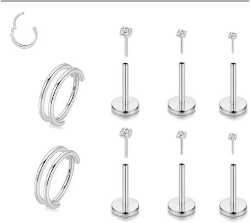 14G 4 أزواج مجوهرات ثقب الحواجب الجراحية الفولاذ المنحني الحديد حلقة الحاجب الصغيرة العمودية Labret الشفاه مجوهرات الأذن الغراب السرة حلقة زر البطن الصغيرة للنساء الرجال 6 مم / 8 مم / 10 مم / 12 مم in Kuwait