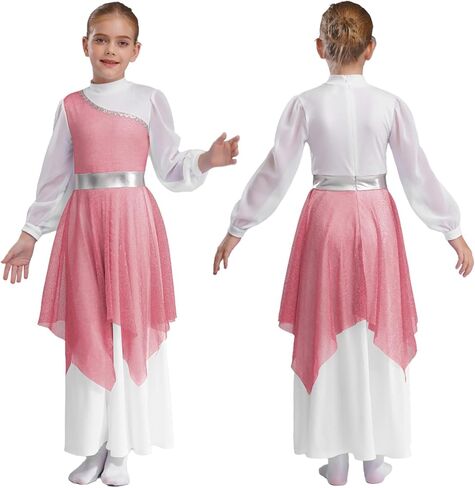 Chictry Kids Girls Long Sleeve Worship Fair Dance Dance Dress Dress Dress in Kuwait