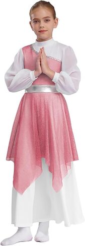 Chictry Kids Girls Long Sleeve Worship Fair Dance Dance Dress Dress Dress in Kuwait