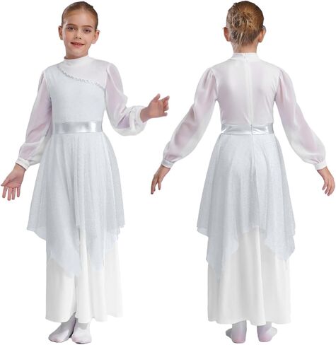 Chictry Kids Girls Long Sleeve Worship Fair Dance Dance Dress Dress Dress in Kuwait