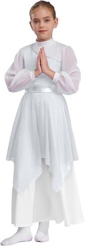 Chictry Kids Girls Long Sleeve Worship Fair Dance Dance Dress Dress Dress in Kuwait