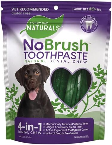 Every Day Naturals Dog Dental Chew, No Brush Toothpaste for Medium Breeds, Freshens Breath, Unique Texture Helps Reduce Plaque & Tartar, 14 oz, 1 Pack in Kuwait