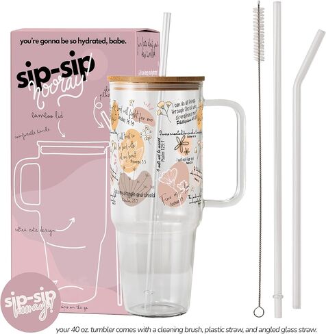 كوب زجاجي من Sip Sip Hooray للصحة العقلية سعة 40 أونصة، كوب الانهيار العقلي الخاص بي، هدية لها، كوب التأكيدات اليومية، هدايا تحفيزية، أفكار هدايا راقية in Kuwait