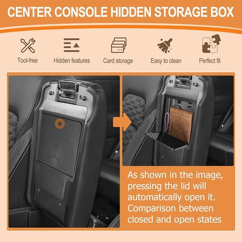 Tacorbo Center Console Hidden Box Box منظم متوافق مع Nissan Pathfinder 2022 2023 2024 2025 الملحقات ، صينية تخزين مسند ذراع ، لمسة مقصورة سرية لفتح وإغلاق in Saudi Arabia