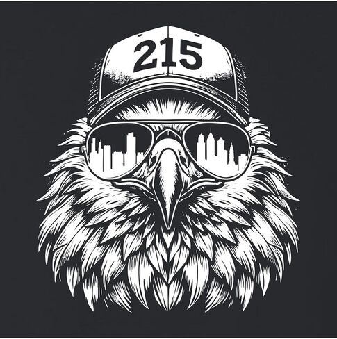 Go All Out Eagle Wearing 215 Hat And Sunglasses Mens Youth Sweatshirt Hoodie in Saudi Arabia