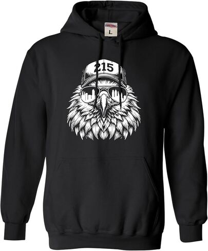 Go All Out Eagle Wearing 215 Hat And Sunglasses Mens Youth Sweatshirt Hoodie in Saudi Arabia