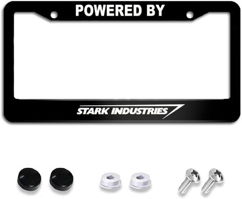 Powered by Automotive Chrome Aluminum Alloy Black License Plate Frame Covers Metal Tag Holders 12" X 6" in Saudi Arabia