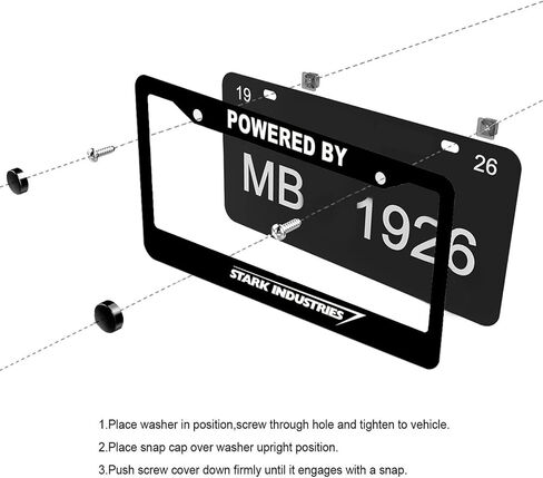 Powered by Automotive Chrome Aluminum Alloy Black License Plate Frame Covers Metal Tag Holders 12" X 6" in Saudi Arabia