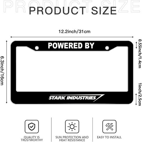 Powered by Automotive Chrome Aluminum Alloy Black License Plate Frame Covers Metal Tag Holders 12" X 6" in Saudi Arabia