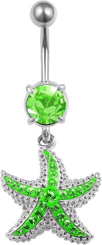 14Gauge 1.6mm 3/8 Inch 10mm starfish Crystal Ferido dangle belly dangling navel button ring dangly bar Piercing in Saudi Arabia